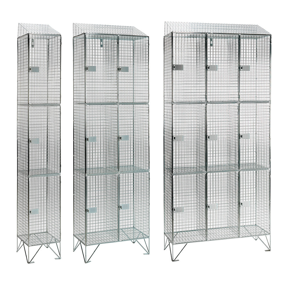 Mild steel wire mesh lockers with sloping top