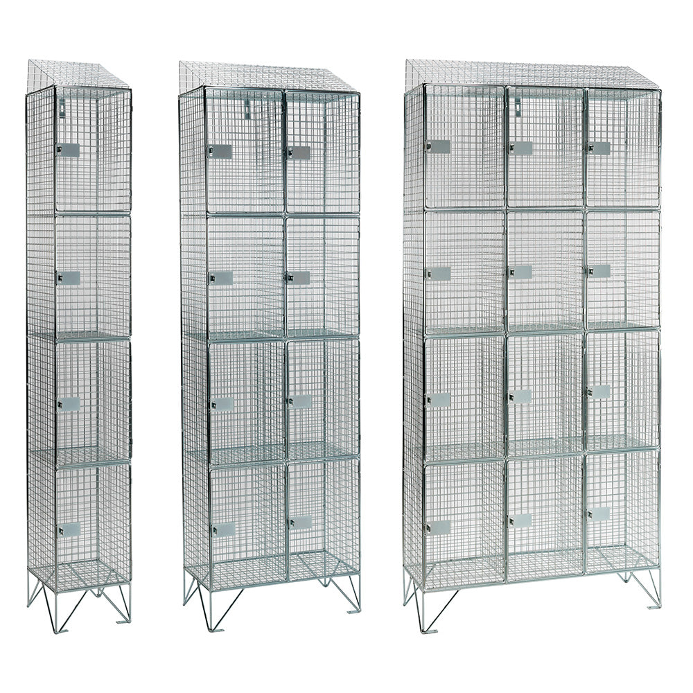 Mild steel wire mesh lockers with sloping top