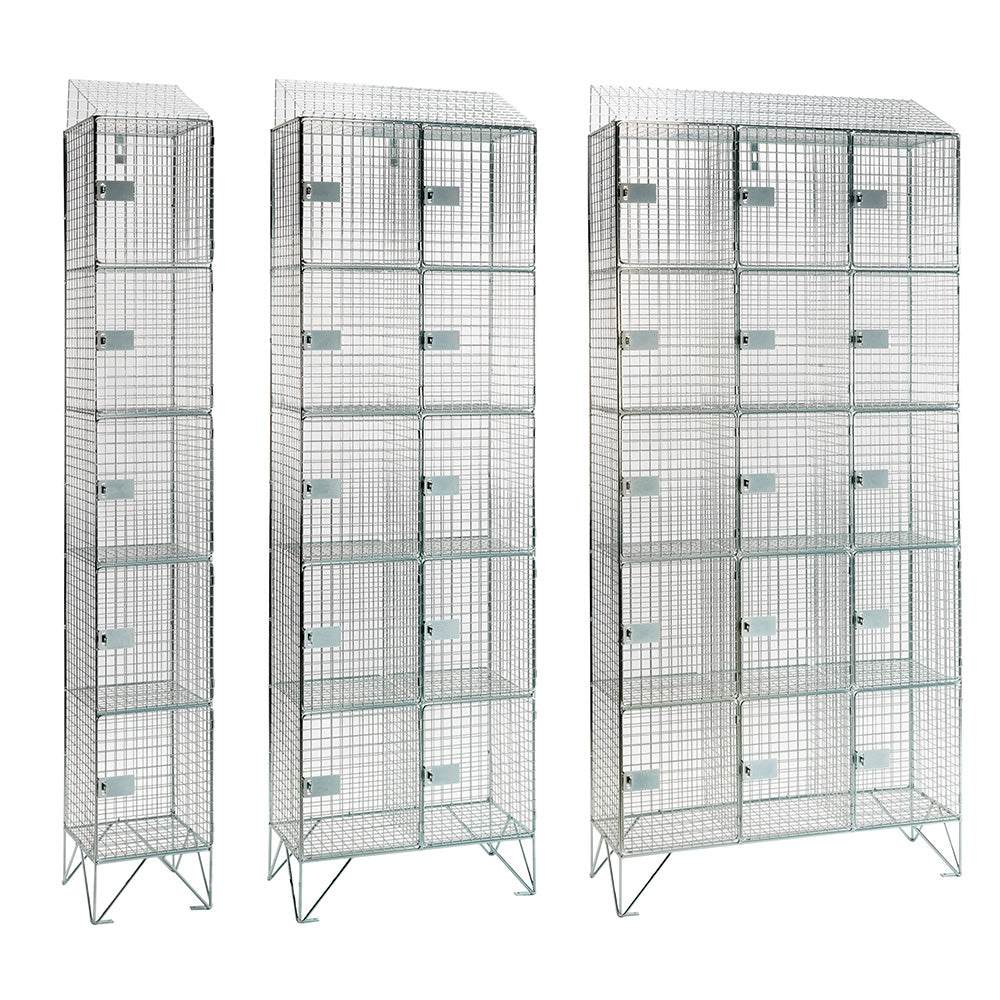 Mild steel wire mesh lockers with sloping top