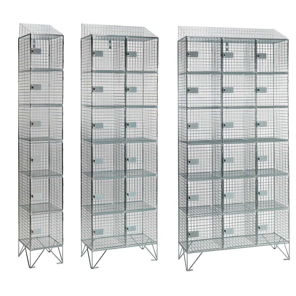 Mild steel wire mesh lockers with sloping top