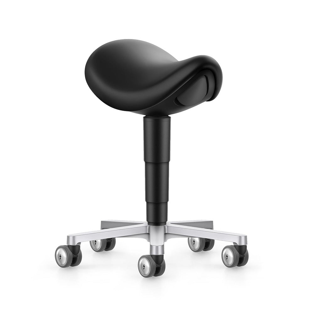 Bimos Cleanroom artificial leather saddle stool with castors