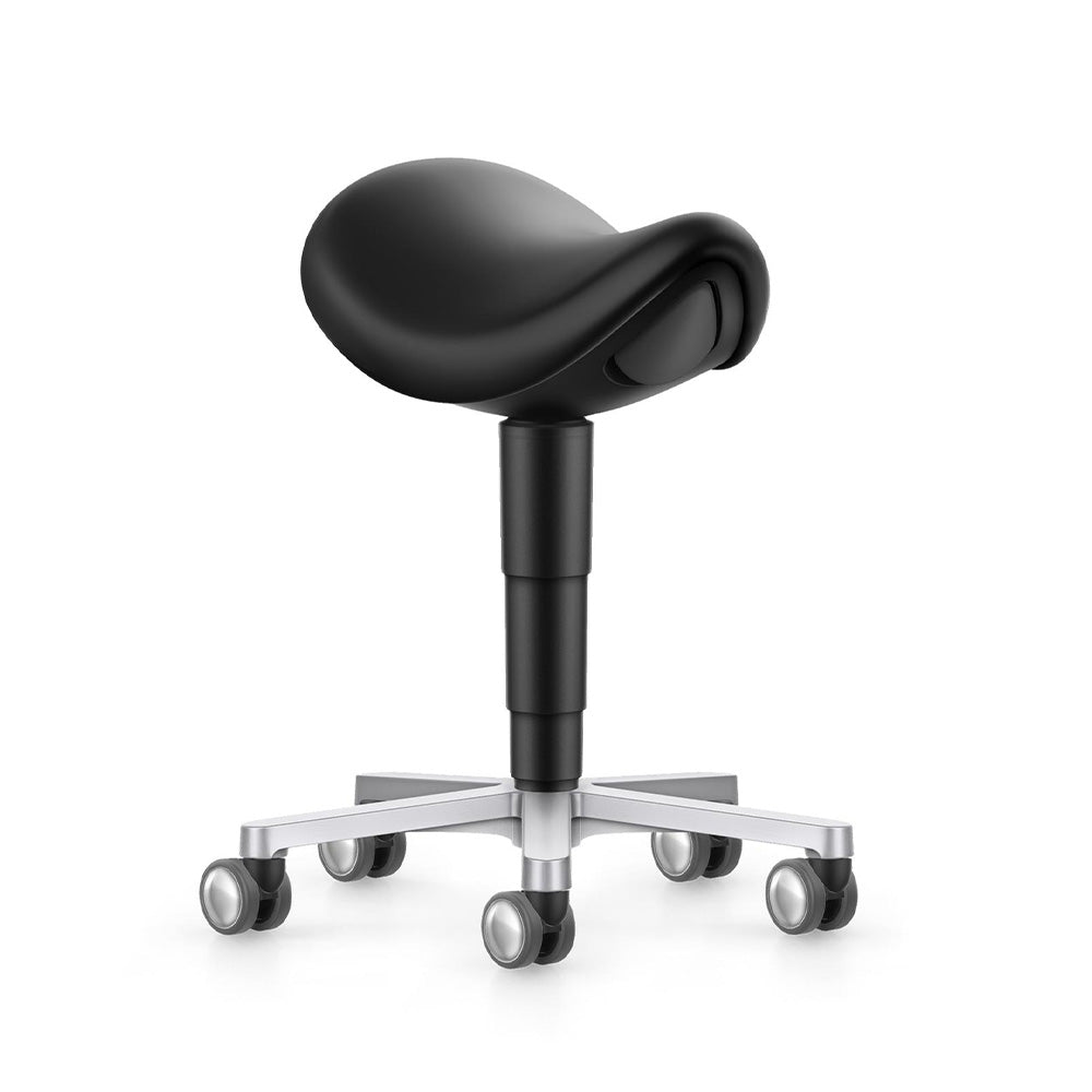 Bimos laboratory artificial leather saddle stool with castors