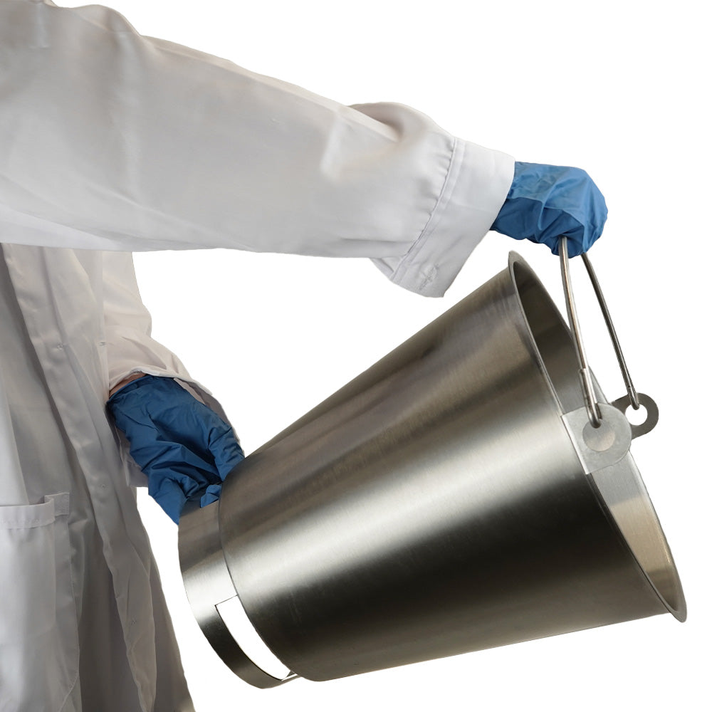 Stainless steel tapered bucket with standing rim