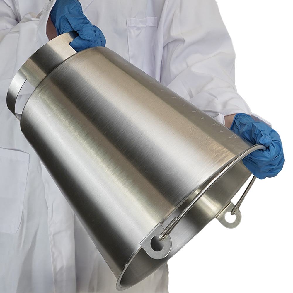 Stainless steel tapered bucket with standing rim