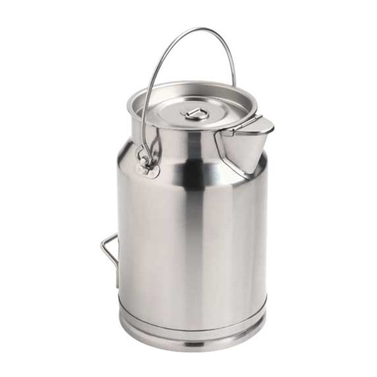 Stainless steel churn with pouring lip