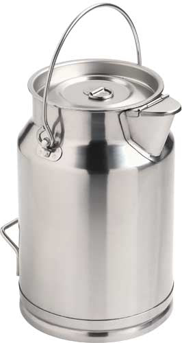 Stainless steel churn with pouring lip