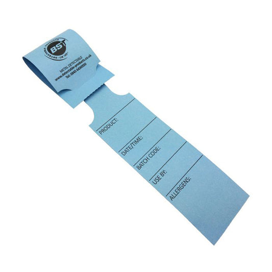 BST metal detectable heat resistant pre-printed loop tags (500 per roll)