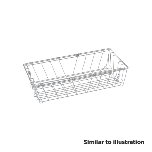 Metal wire basket on a white background with text in the corner saying 'Similar to illustration'