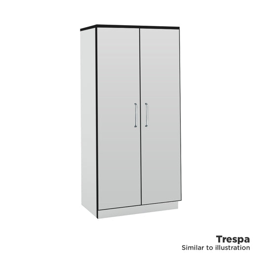 White tall laboratory cupboard with Trespa black trim.