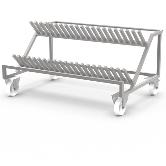 Tote bin lid storage trolley