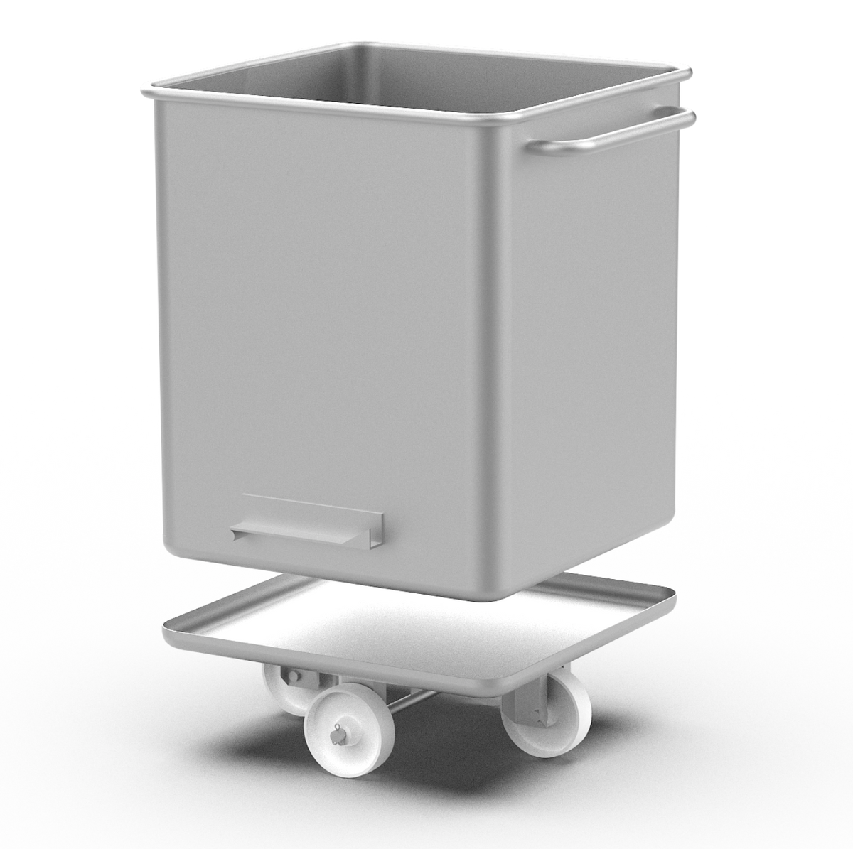 Stainless steel tote bin with detachable wheeled base