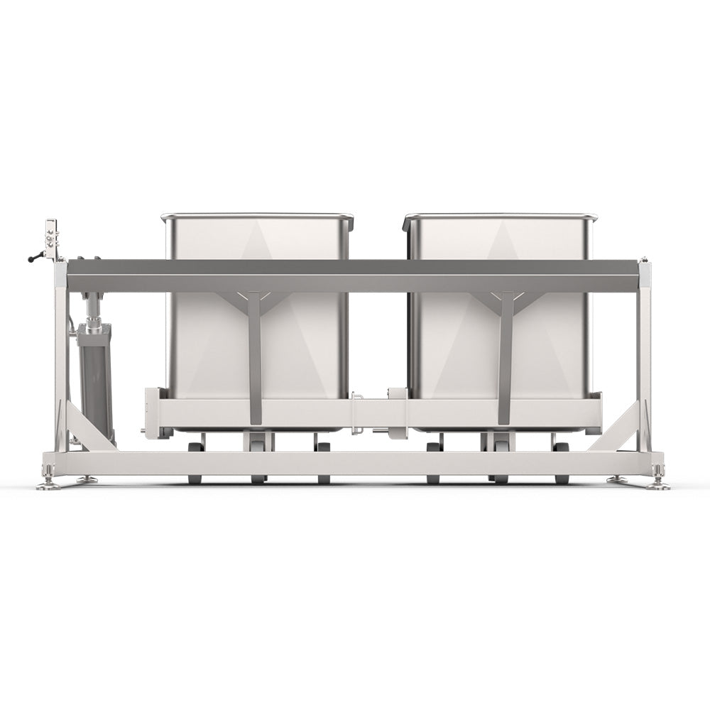 Tote bin pneumatic washing frame