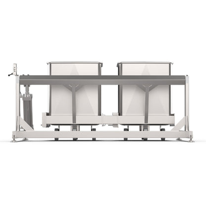 Tote bin pneumatic washing frame