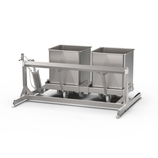 Tote bin pneumatic washing frame