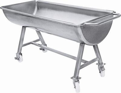 Meat processing trough with straight sides