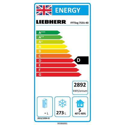 Liebherr FFTSvg 7531 Perfection food freezer undercounter 3 door 440 litre capacity