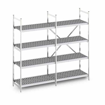 Aluminium modular shelving unit with polymer louvred shelves