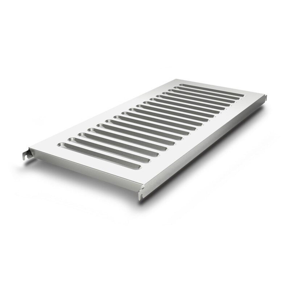 Stainless steel slatted shelf for modular shelving