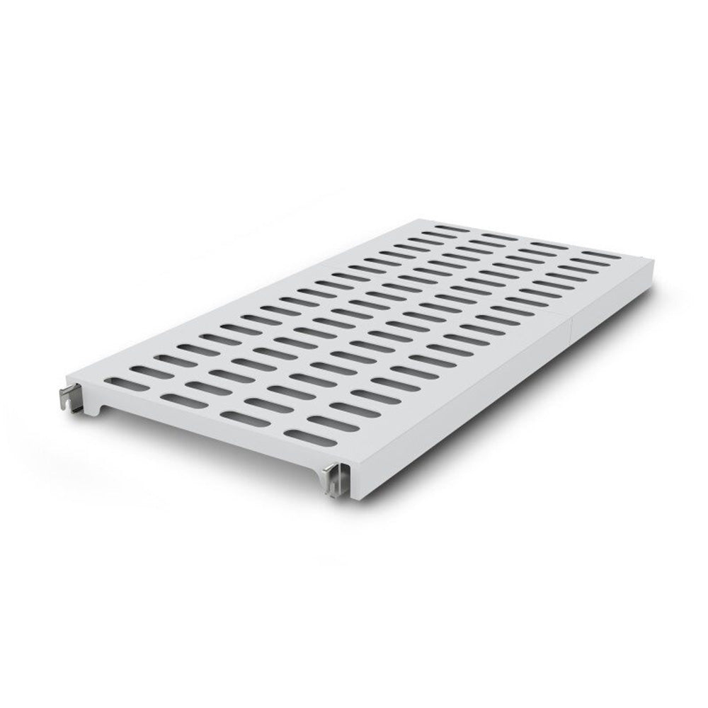 Polymer louvered shelf for modular shelving