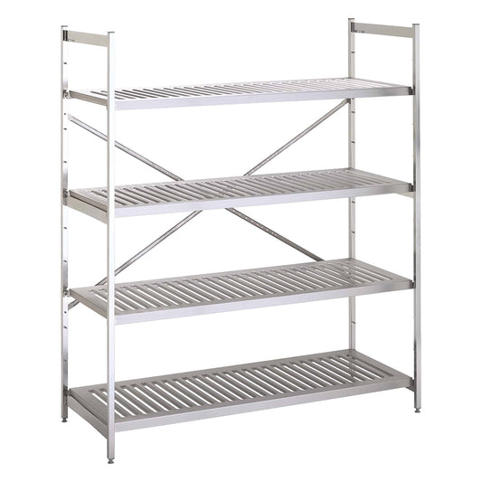 Stainless steel slatted modular shelving unit