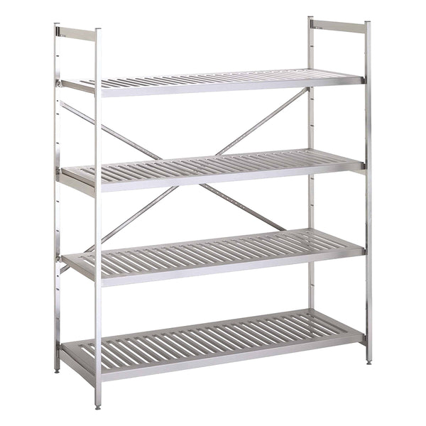 Stainless steel slatted modular shelving unit