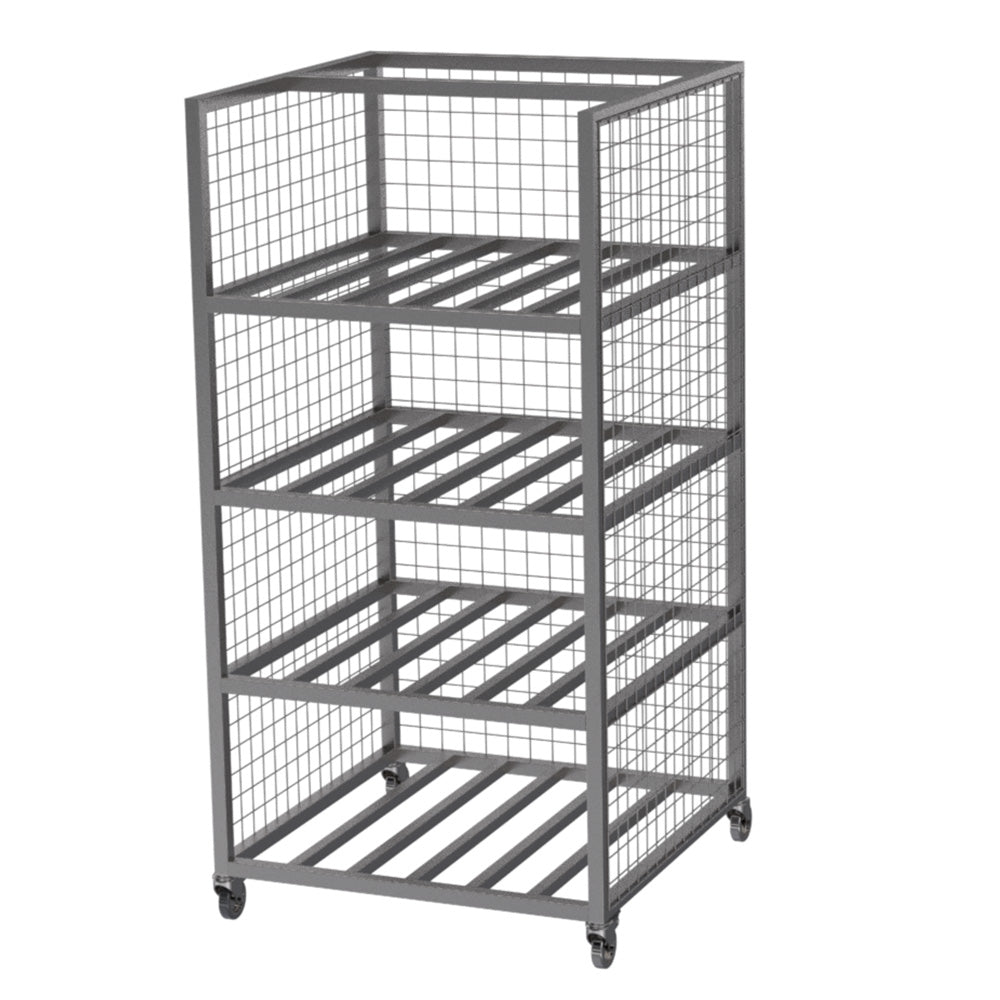Railed shelf cages