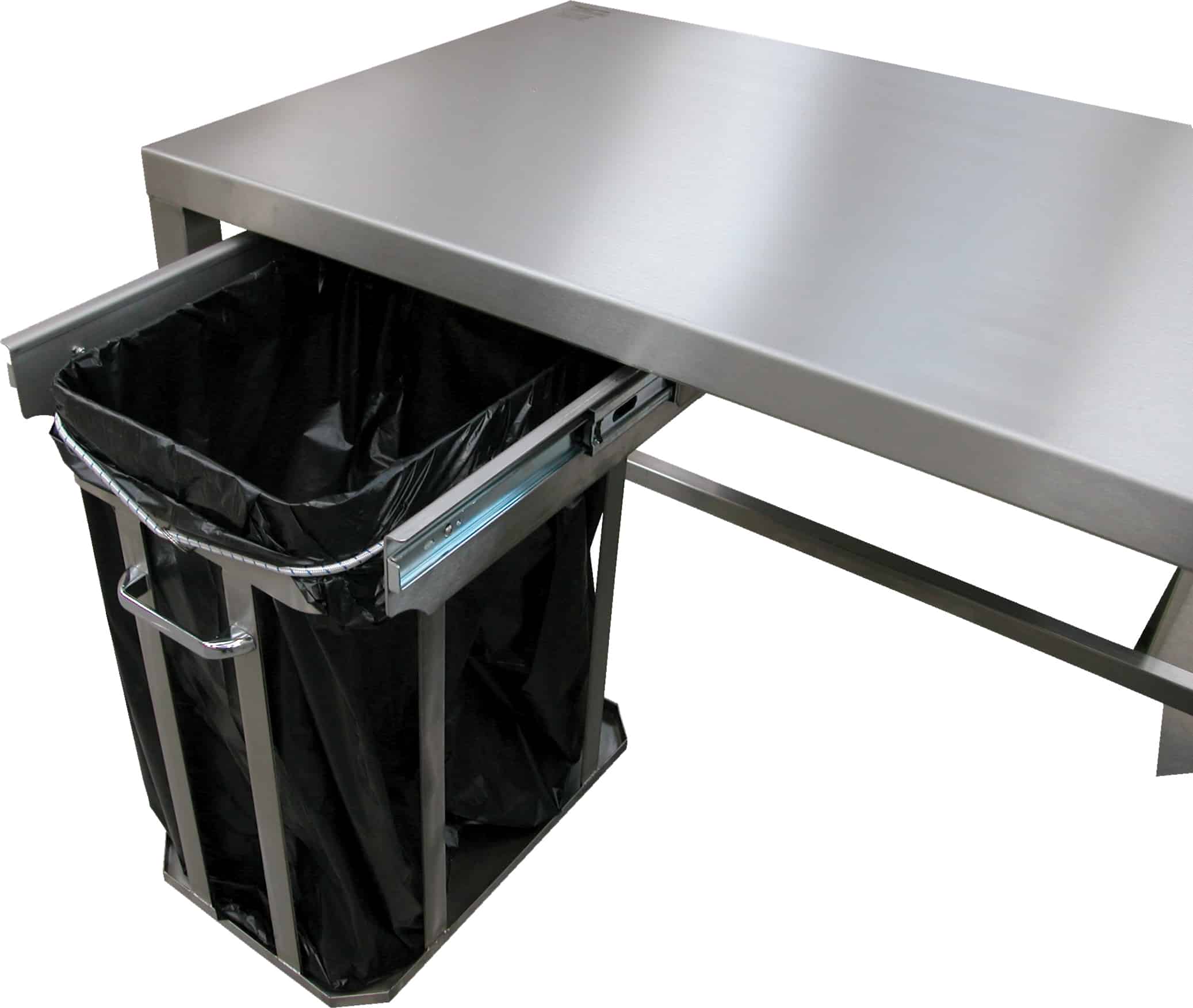 Stainless steel static desk retractable waste bin (Add-on only)