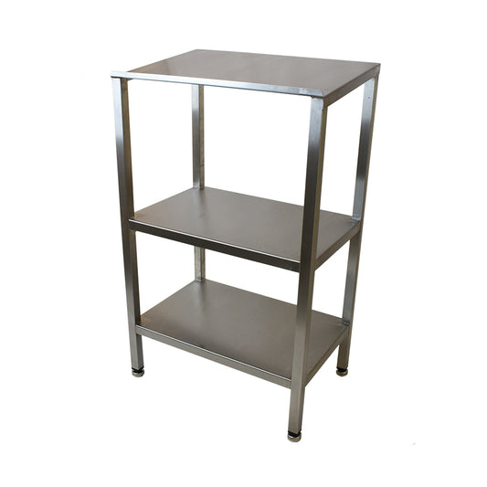 Stainless steel lectern with double undershelf