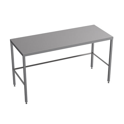 Stainless steel light duty table with diamond rear tie bar