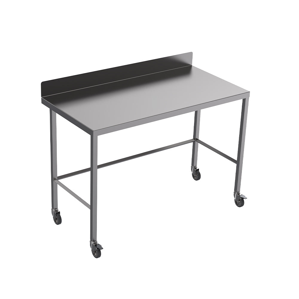 Stainless steel light duty table with diamond rear tie bar