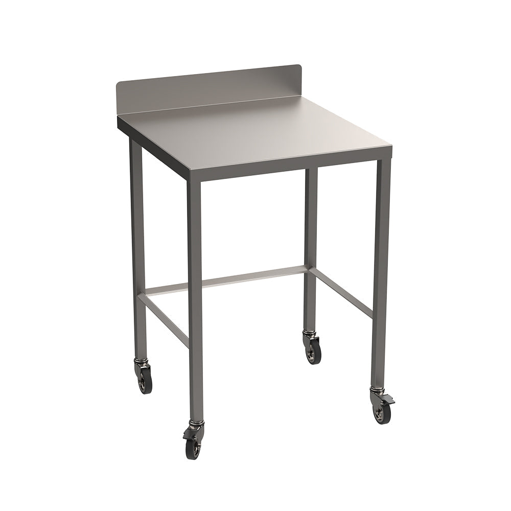 Stainless steel light duty table with diamond rear tie bar