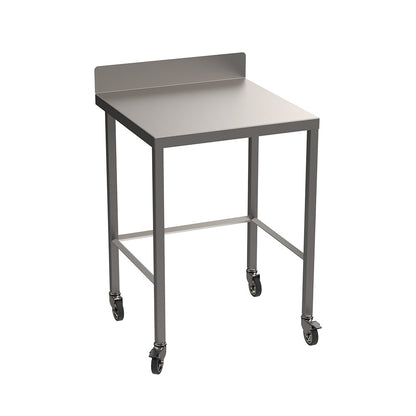 Stainless steel light duty table with diamond rear tie bar