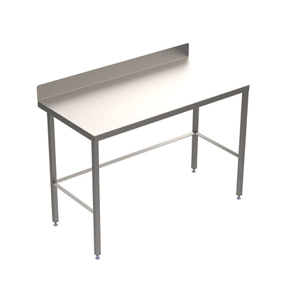 Stainless steel light duty table with diamond rear tie bar