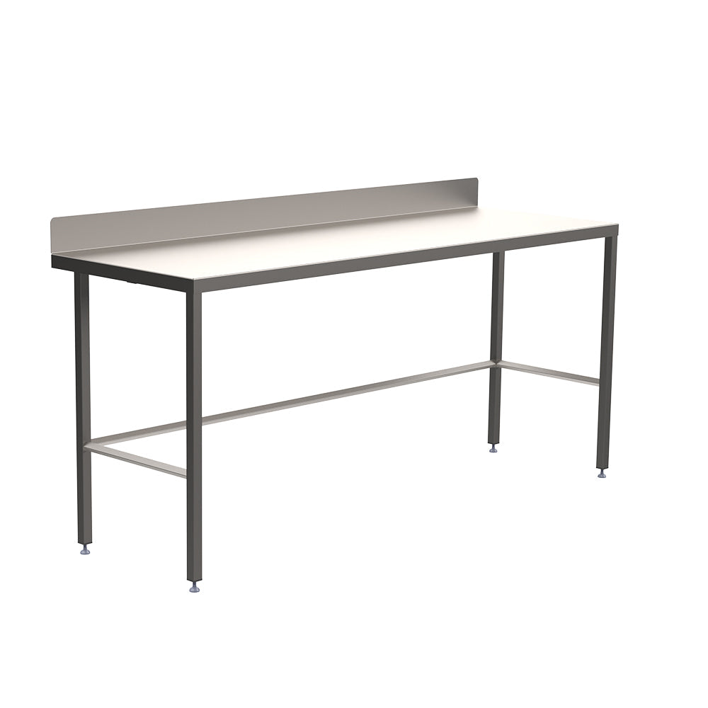 Stainless steel light duty table with diamond rear tie bar