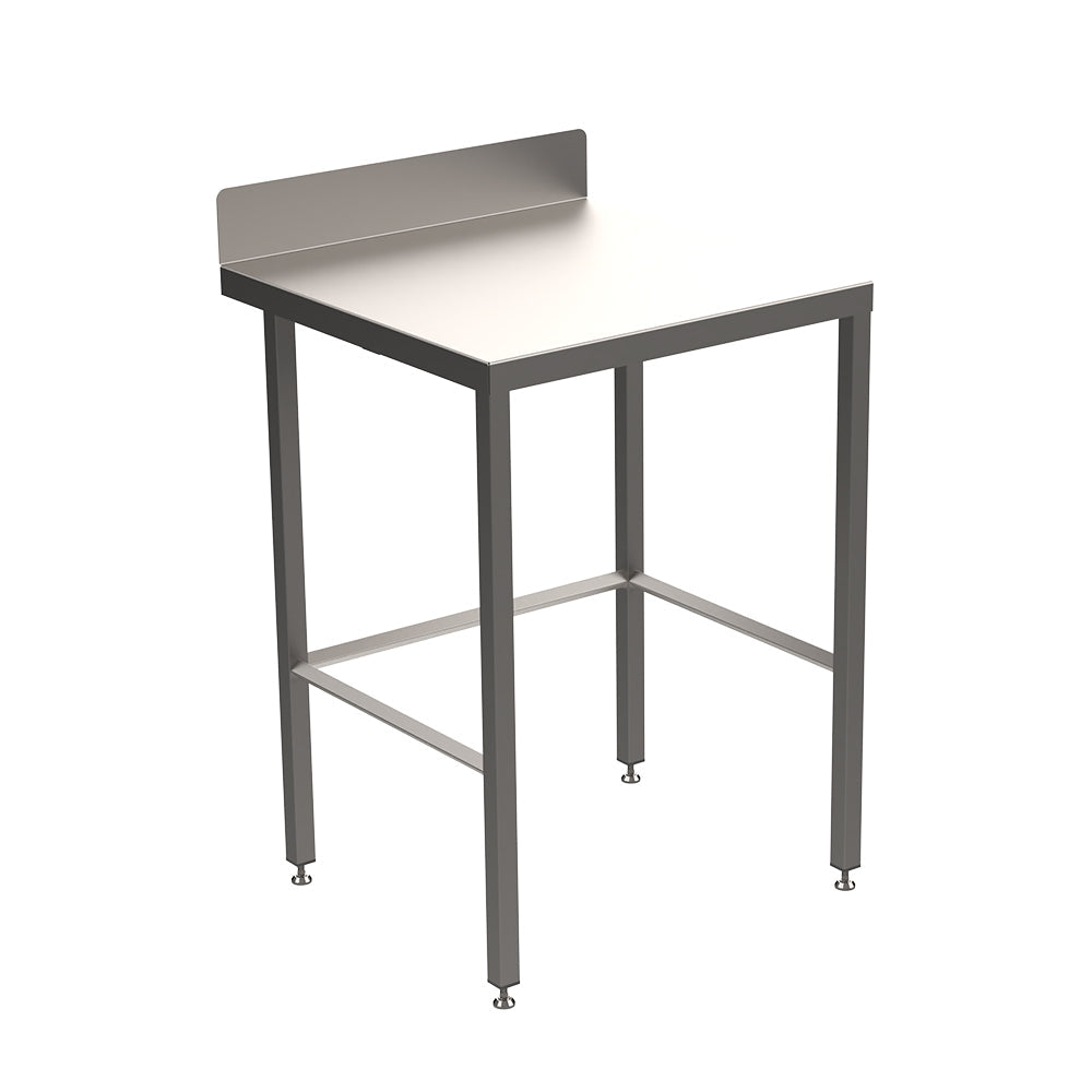 Stainless steel light duty table with diamond rear tie bar