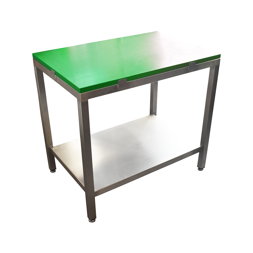 Poly top stainless steel table with solid undershelf
