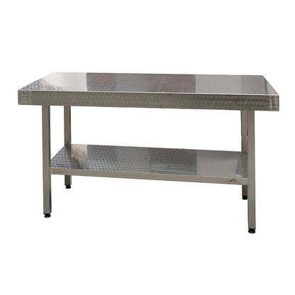 Stainless steel circular polished table with solid undershelf