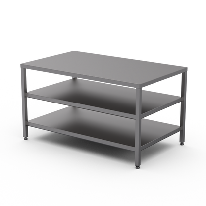 Stainless steel heavy duty table with double undershelf