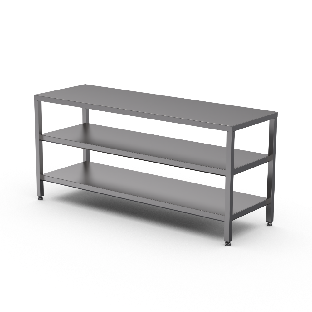 Stainless steel heavy duty table with double undershelf