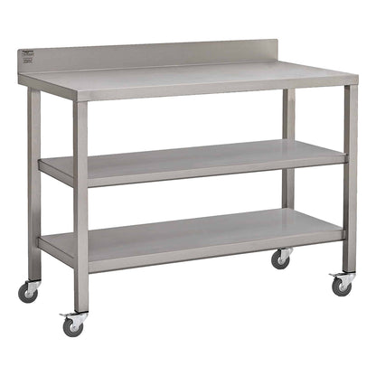 Stainless steel heavy duty table with double undershelf