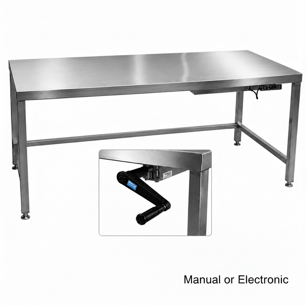 Stainless steel ergonomic height adjustable tables