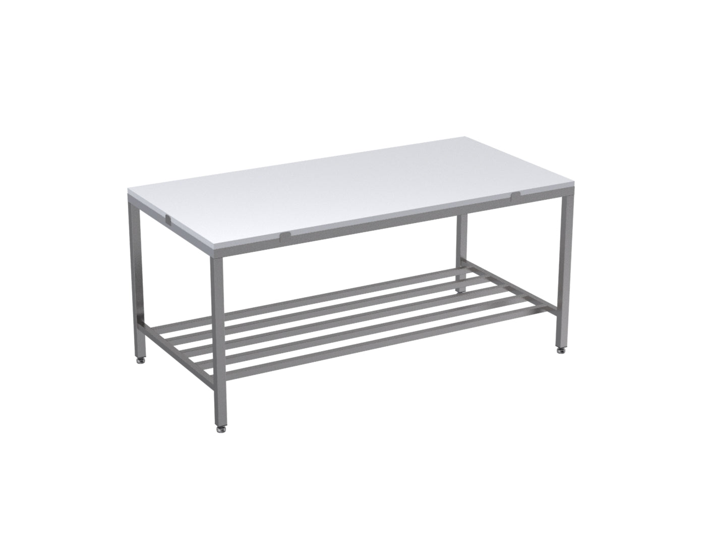 Poly top stainless steel table with multibar undershelf