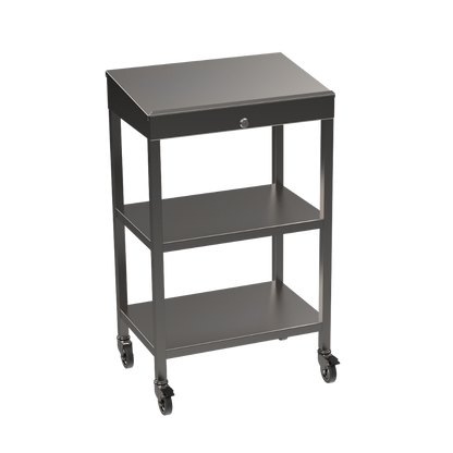 Stainless steel writing desk with double undershelf