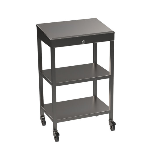 Stainless steel writing desk with double undershelf