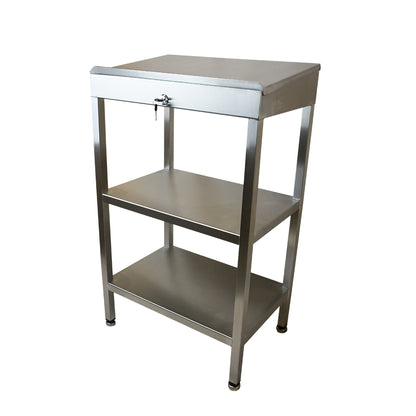 Stainless steel writing desk with double undershelf