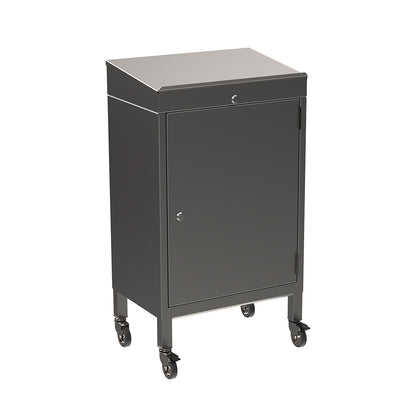 Stainless steel writing desk with cupboard