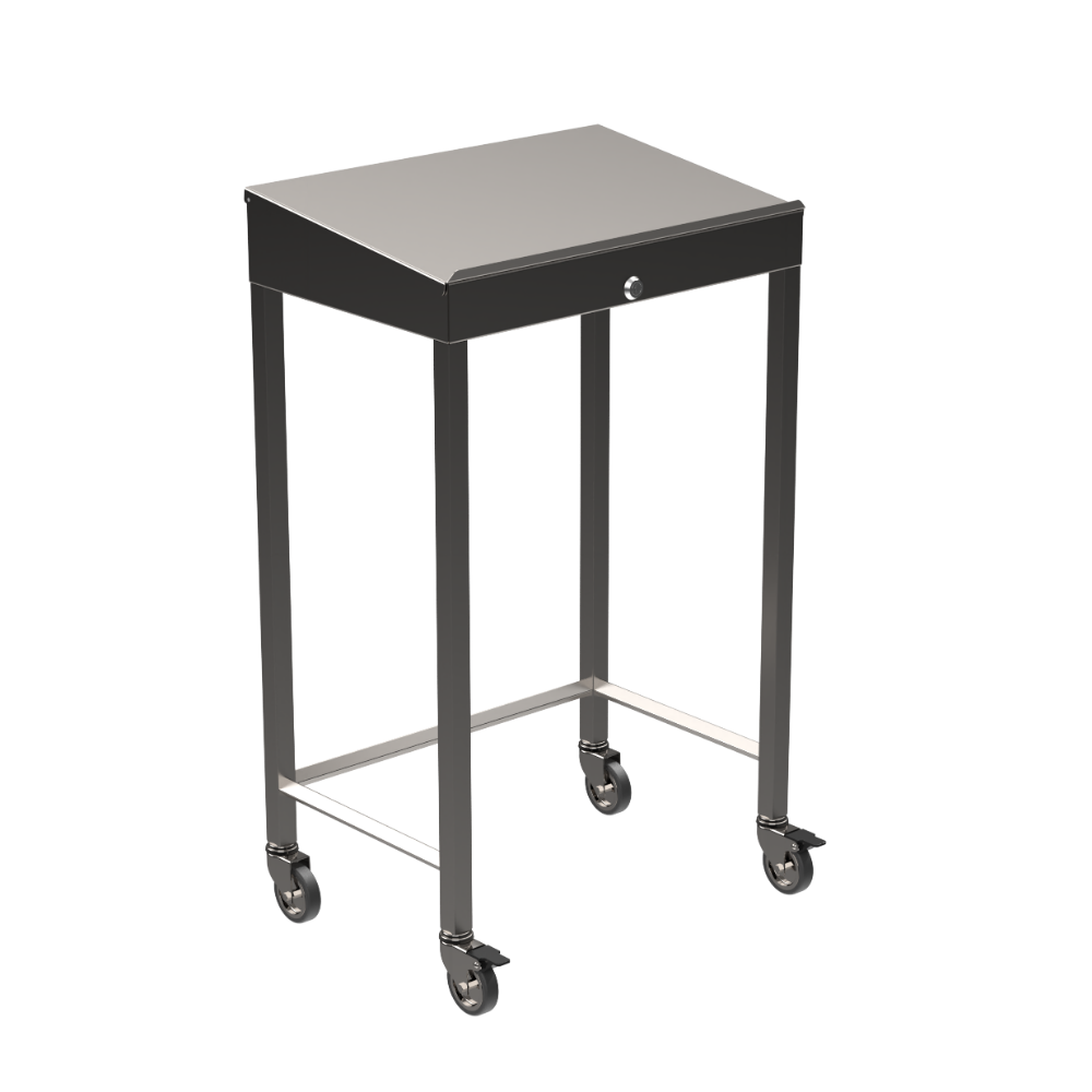 Stainless steel writing desk with diamond rear tie bar