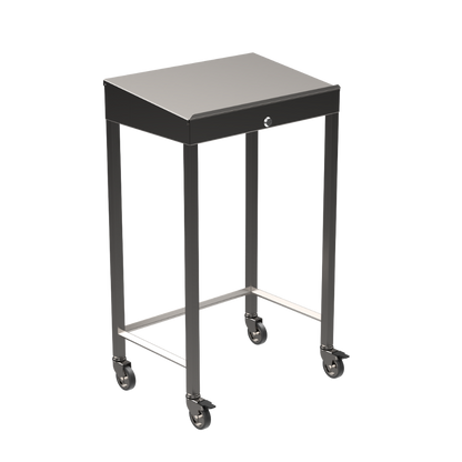 Stainless steel writing desk with diamond rear tie bar