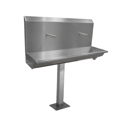 Stainless steel two station sensor operated wash trough