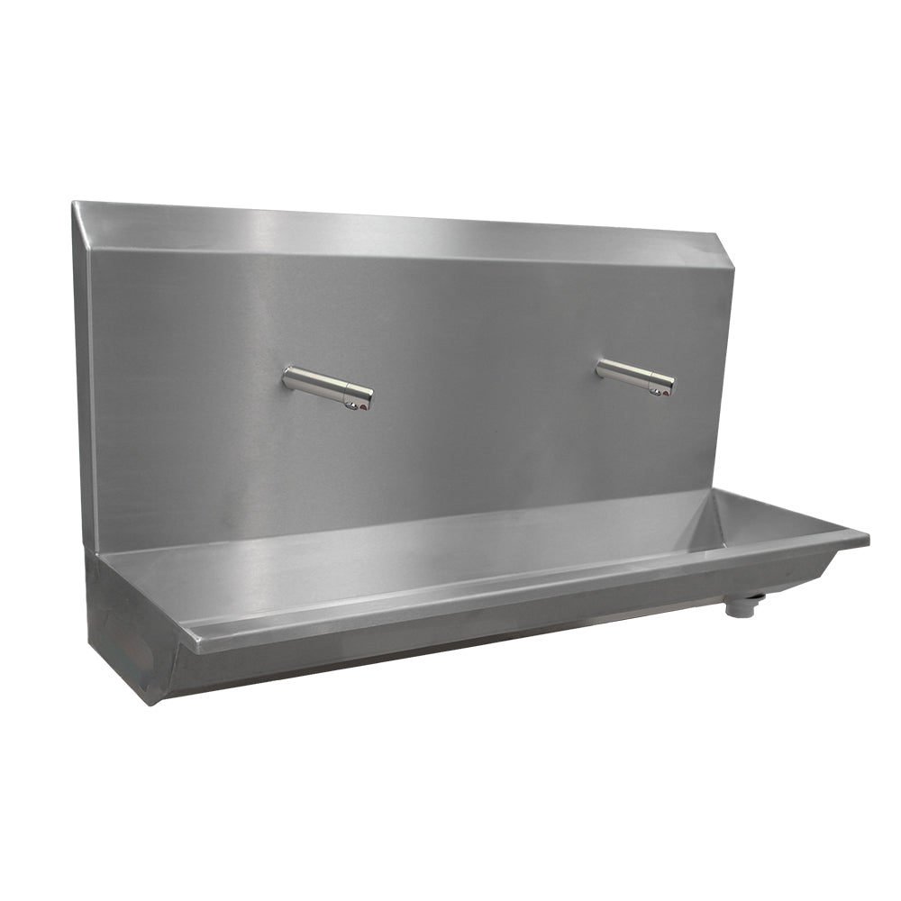 Stainless steel two station sensor operated wash trough